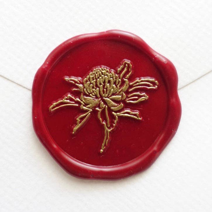 Waratah flower wax seal stamp, wax seal kit or stamp head