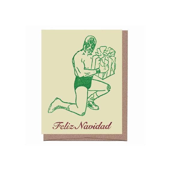 Holiday Luchador Christmas Greeting Card - Solo