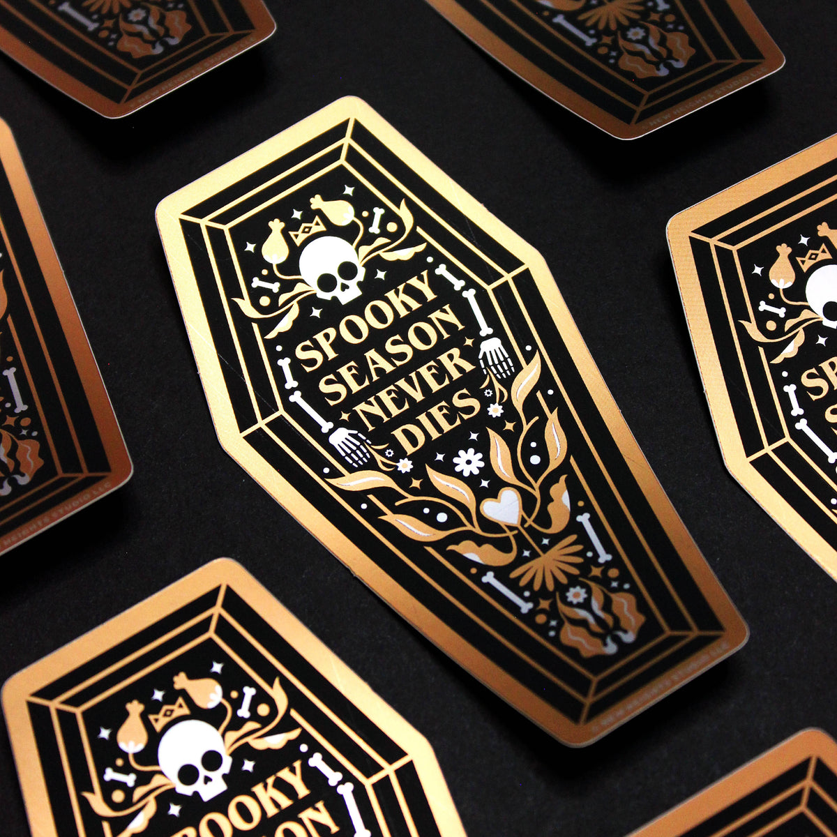 "Spooky Season Never Dies" Matte Metallic Halloween Sticker