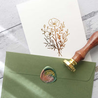 Wild flower wax seal stamp, wax seal kit or stamp head