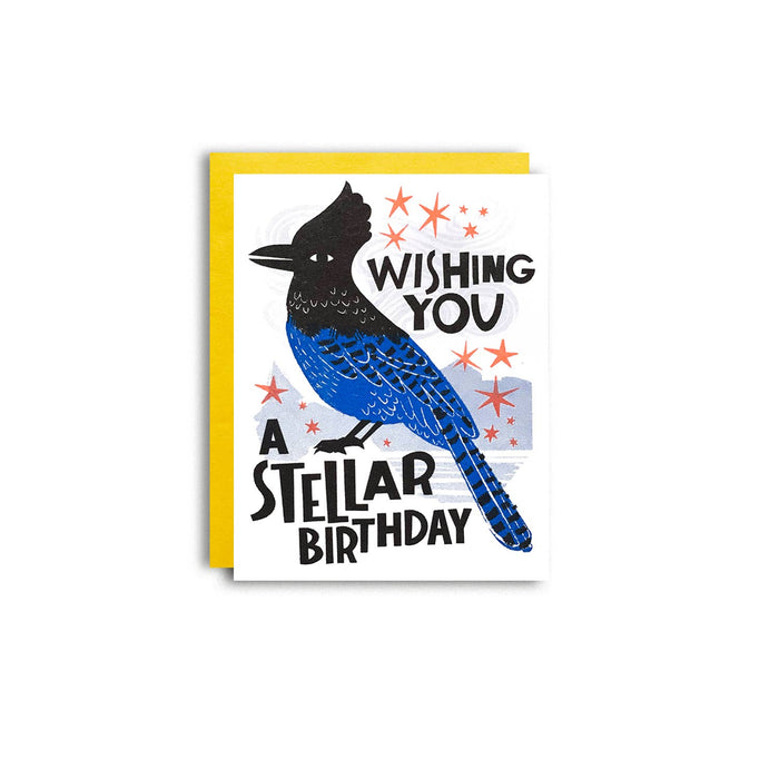 Stellar Birthday - Stellar Jay Risograph Birthday Card