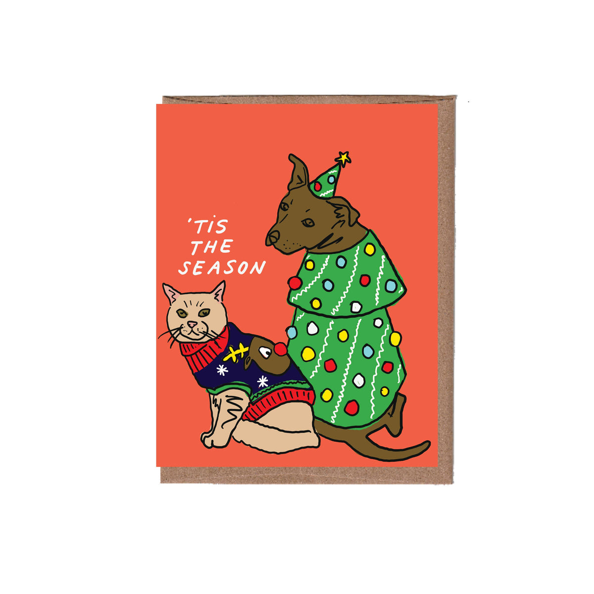 Pet Ugly Sweater Christmas Greeting Card - Solo