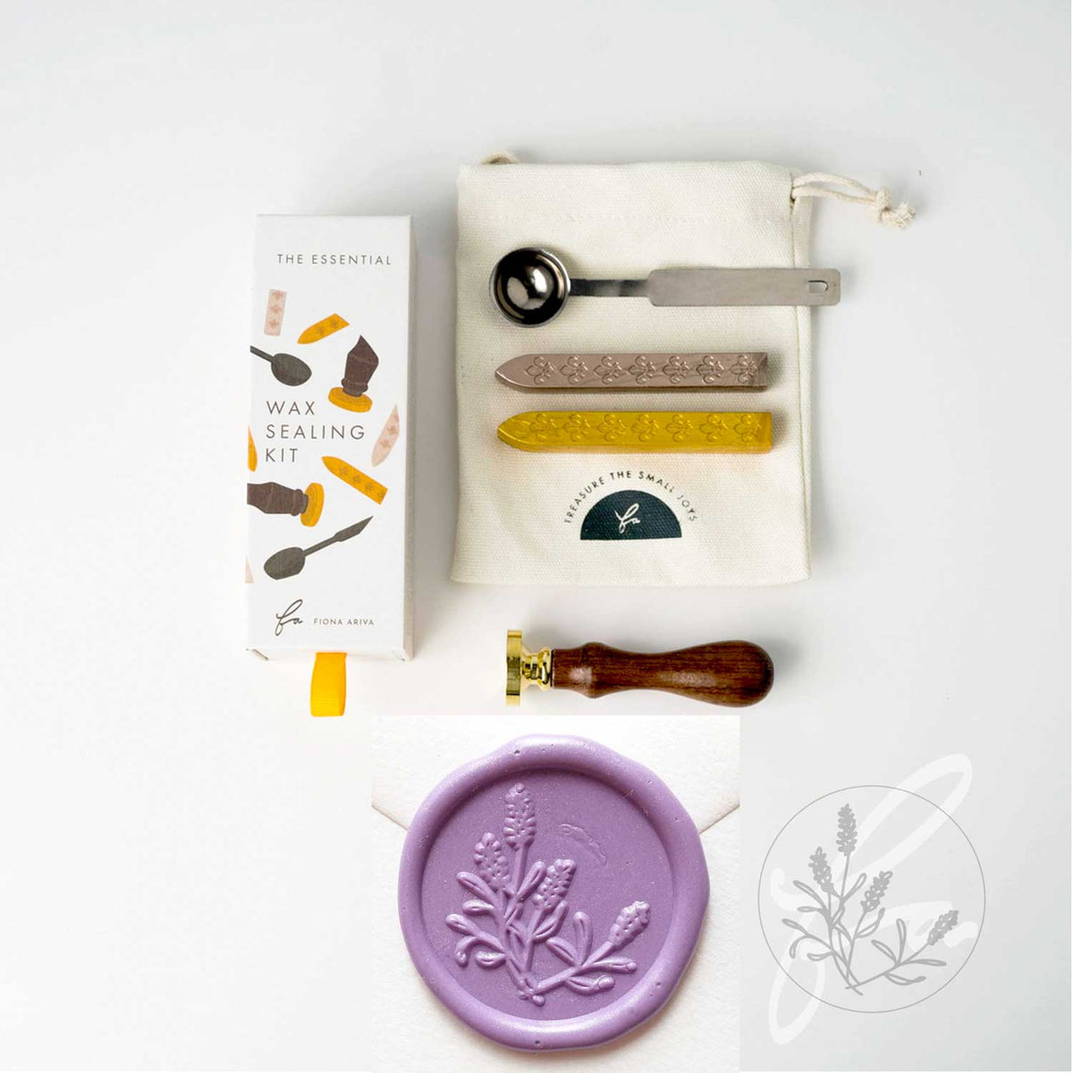 Lavender flowers wax seal stamp, wax seal kit or stamp head