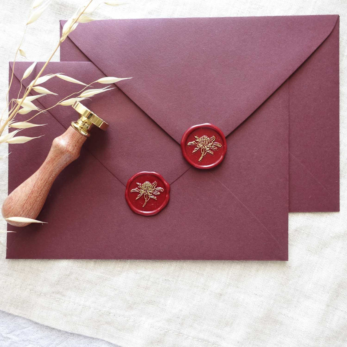 Waratah flower wax seal stamp, wax seal kit or stamp head