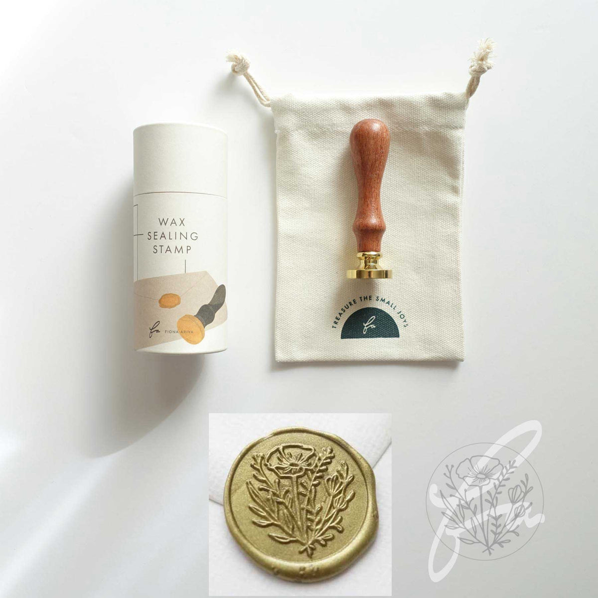 Wild flower wax seal stamp, wax seal kit or stamp head