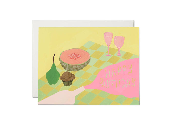 Spilled Wine birthday greeting card