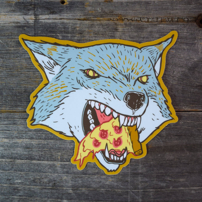 Large Pizza Wolf Vinyl Sticker