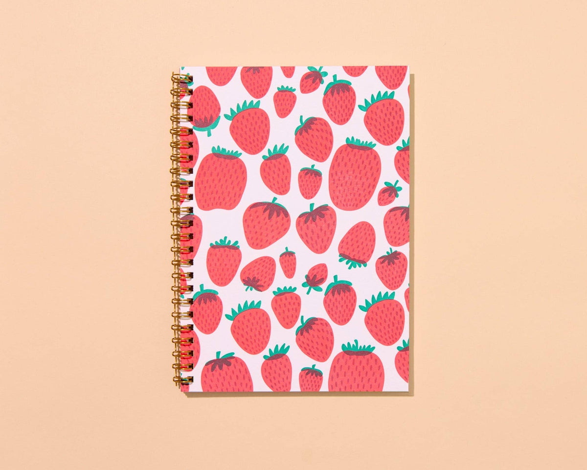 Strawberry Letterpress Spiral Notebook - Food Nature Gift