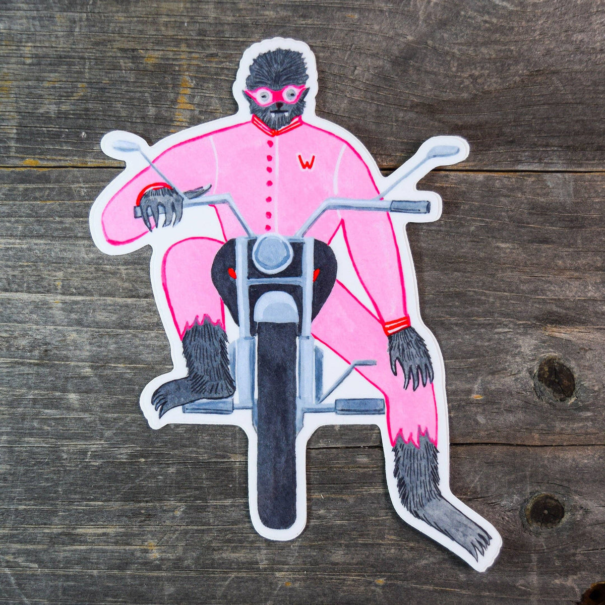 Werewolf Biker Vinyl Sticker