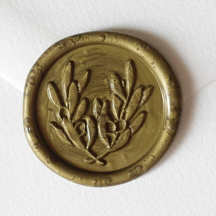 Olive Leaves wax seal stamp, wax seal kit or stamp head