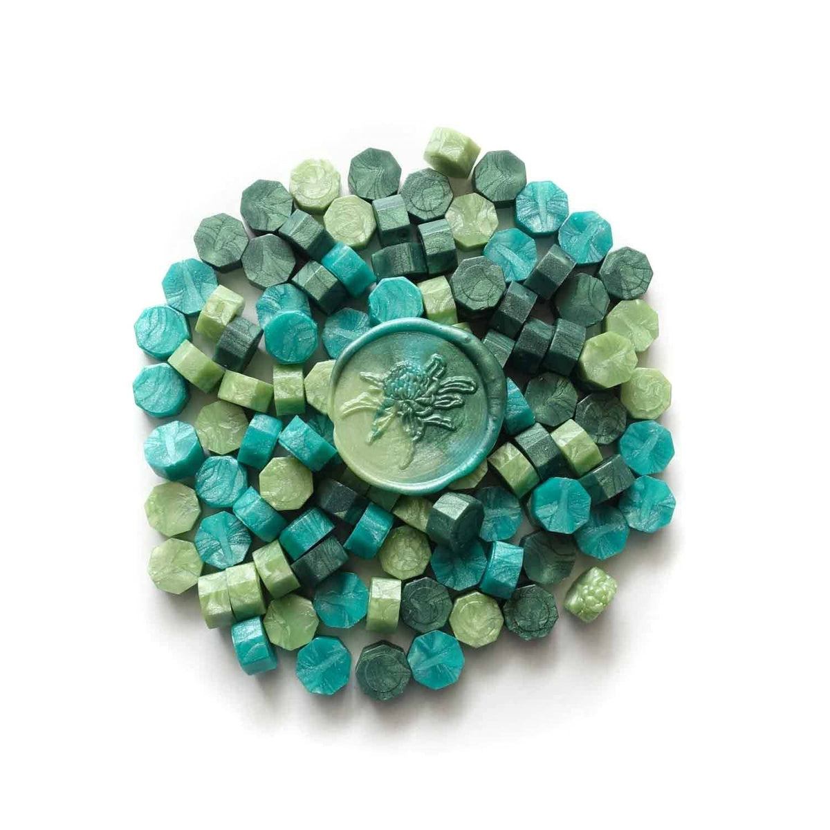 Mixed Green Forest Apple Aqua 100pcs sealing wax beads