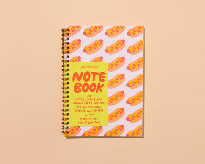 Hot Dogs Letterpress Spiral Notebook - Foodie