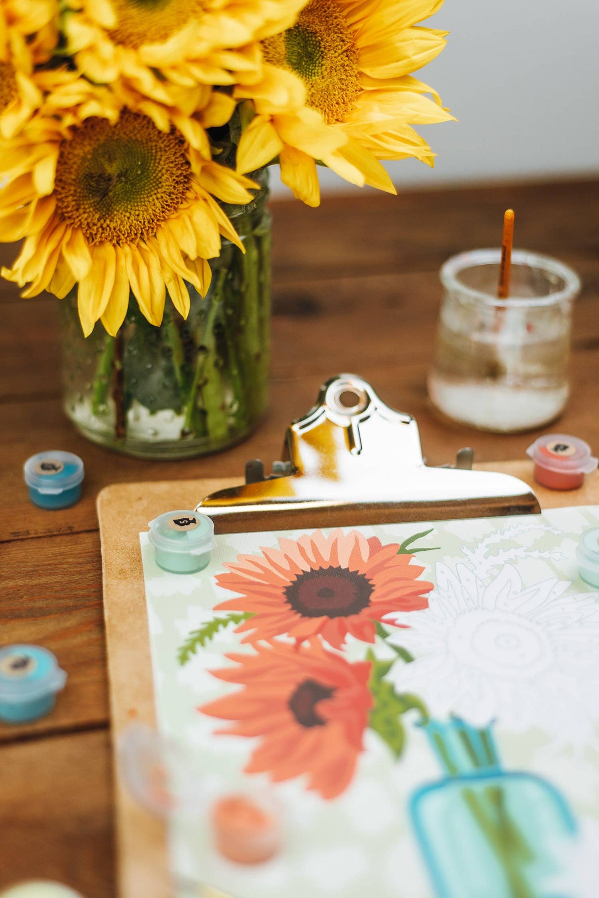 Sunflowers in Vase (Orange) Paint-by-Number Kit