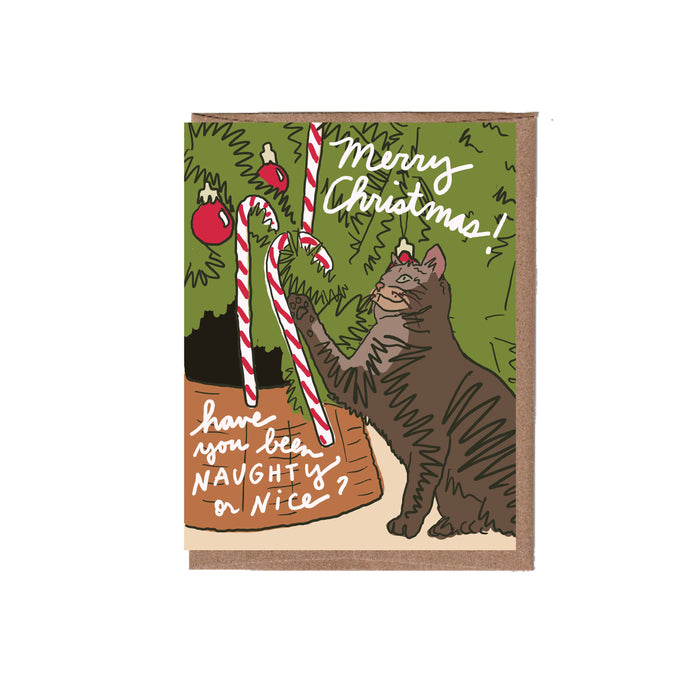 Scratch & Sniff Candy Cane Cat Christmas Greeting Card