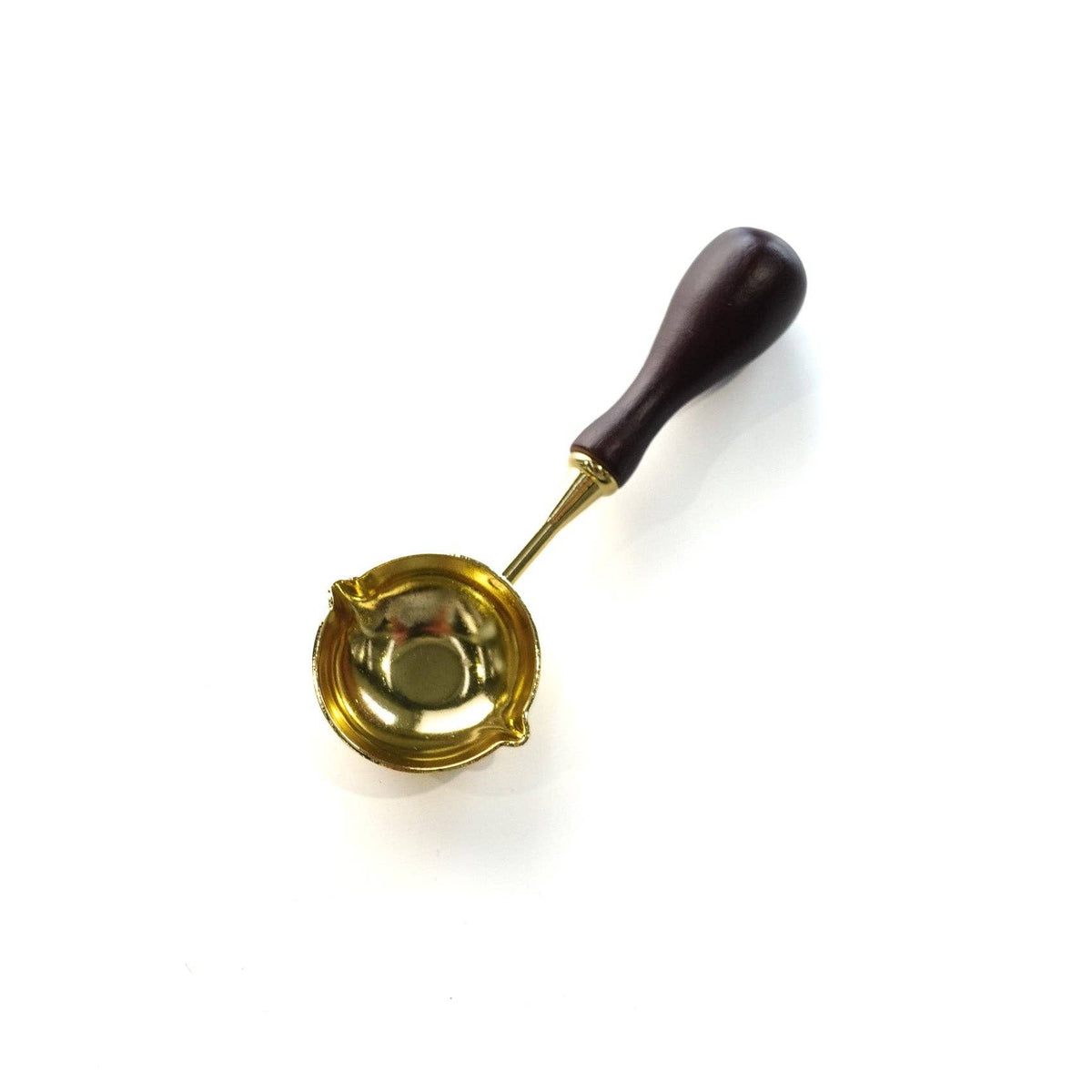 Double Spout Wide Shallow Golden Wood handle wax melt spoon