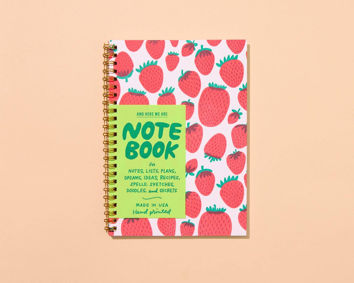 Strawberry Letterpress Spiral Notebook - Food Nature Gift