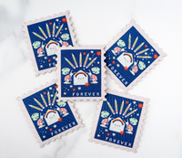 Snail Mail Bonanza Forever Stamp Woven Iron On Patch: 3 in by 4 in