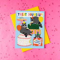 Party Raccoons A2 Birthday Single Greeting Card