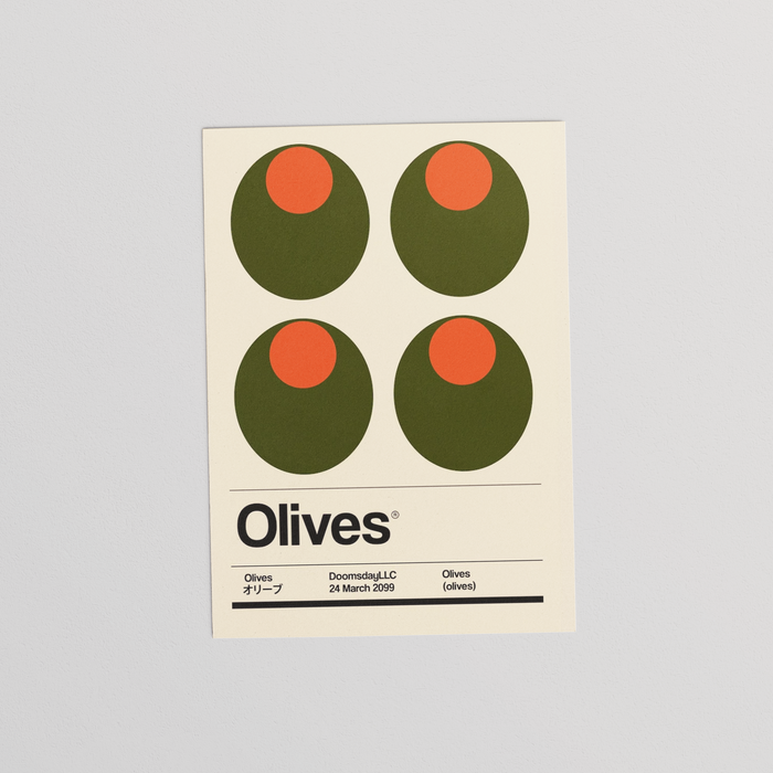 Olive - Minimalist Food Art - Postcard