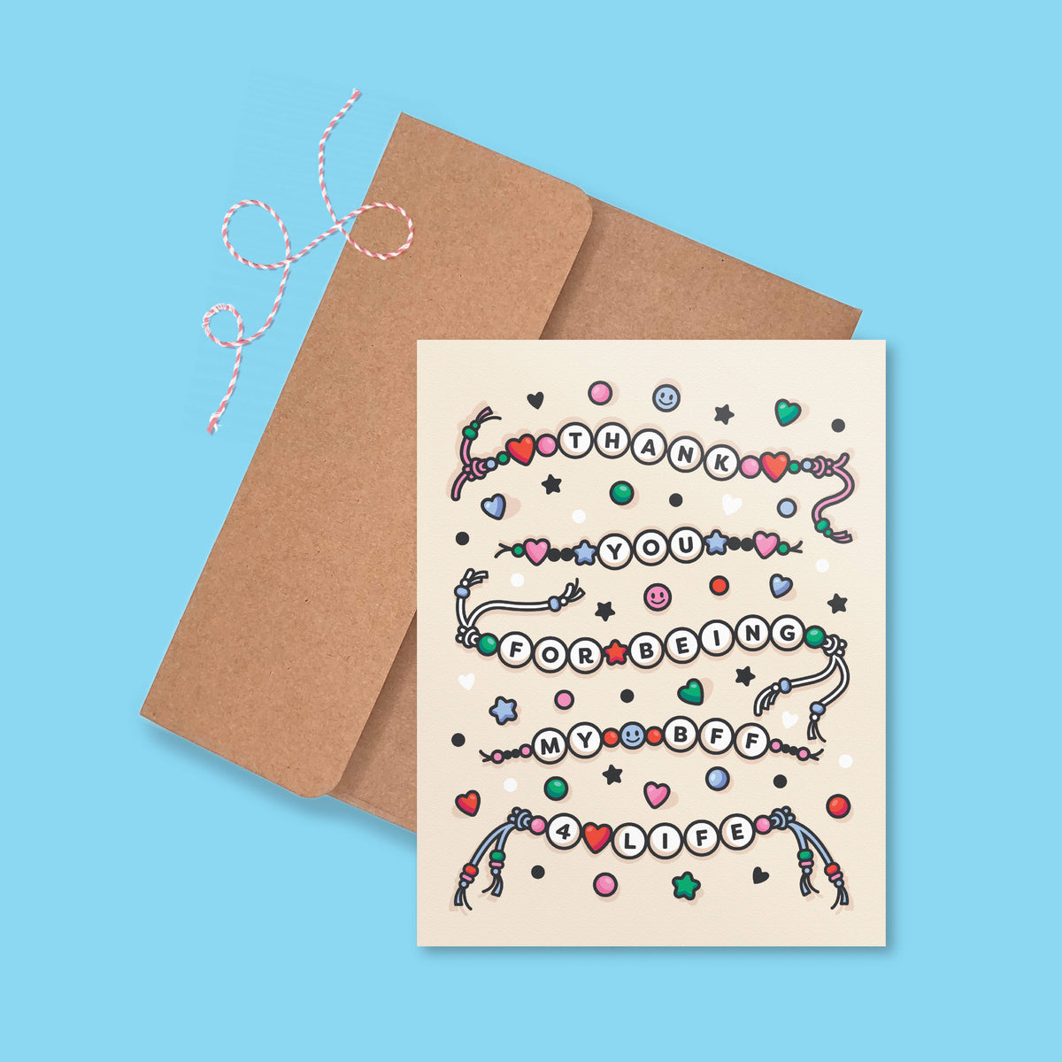 "BFF4L" Friendship Bracelets A2 Greeting Card