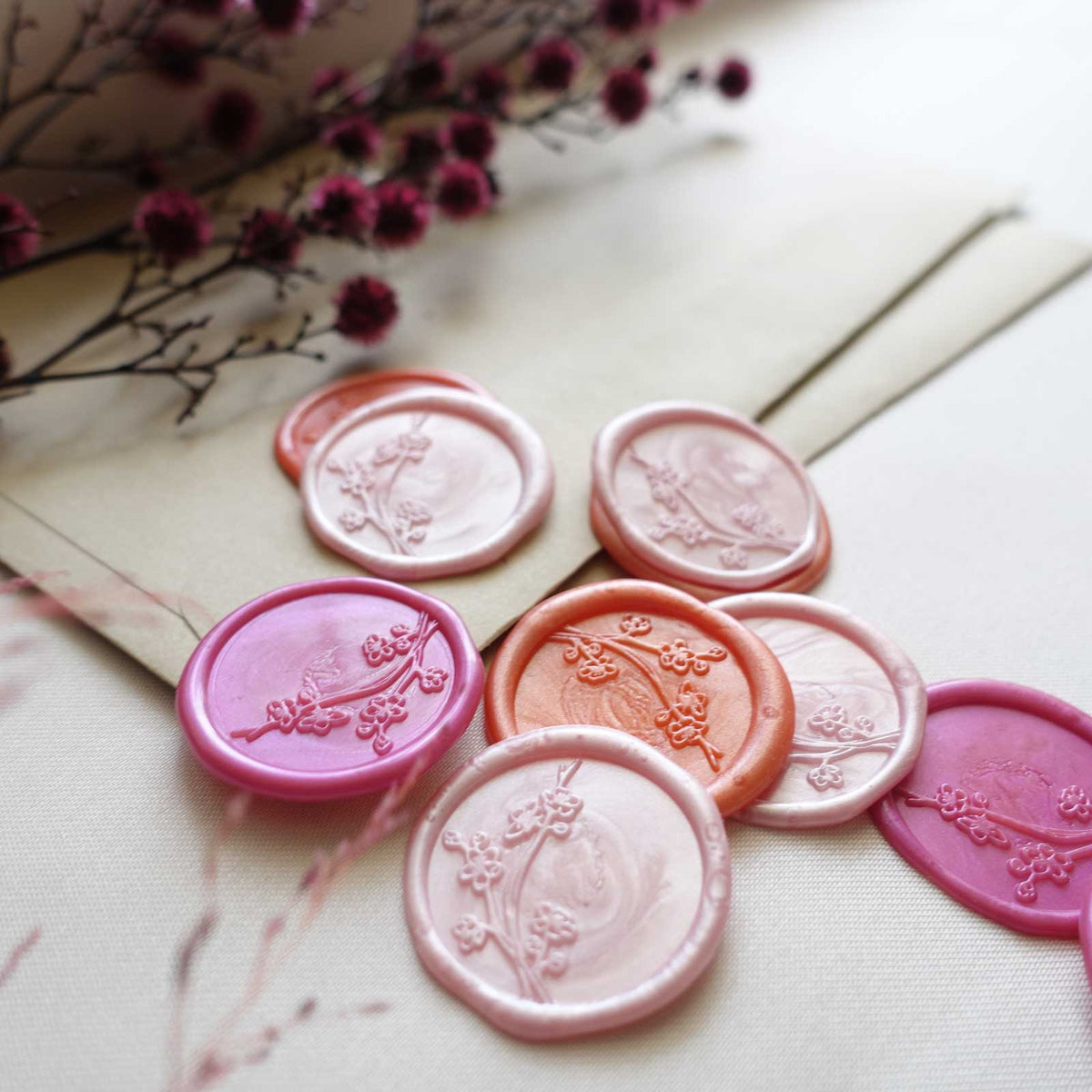 Cherry blossom sakura wax seal stamp, wax seal kit or head