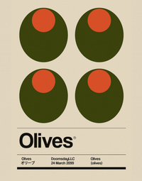 Olive - Minimalist Food Art - Postcard