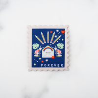 Snail Mail Bonanza Forever Stamp Woven Iron On Patch: 3 in by 4 in