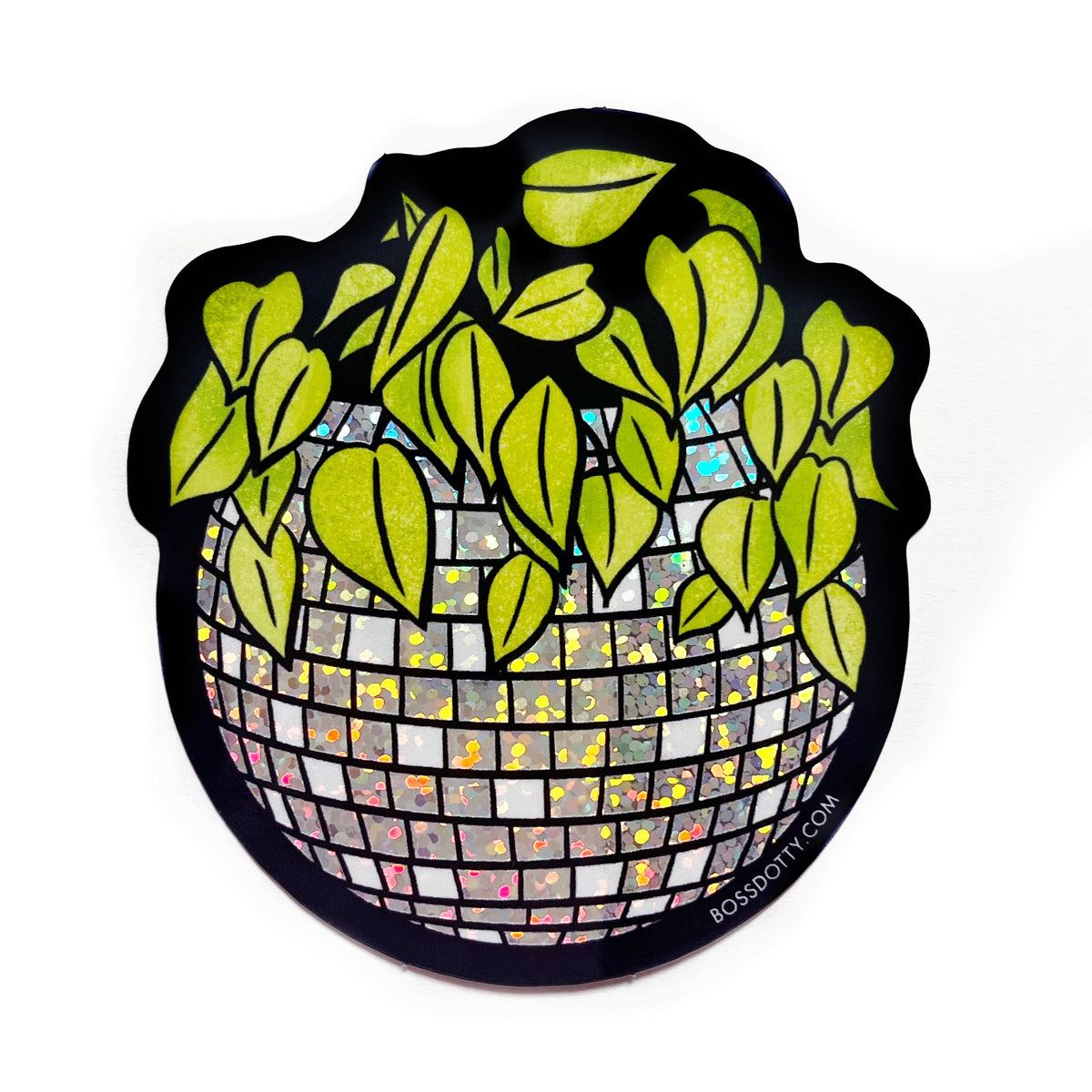 Disco Ball Planter Glitter Sticker