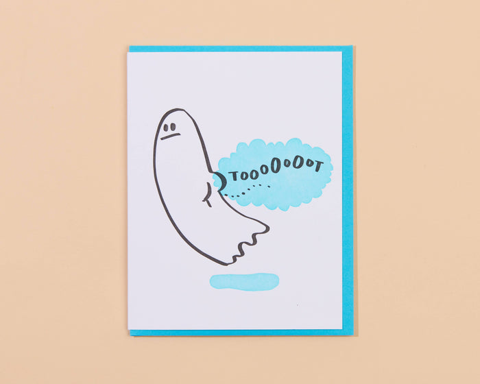 Tootin' Ghost Halloween Letterpress Greeting Card